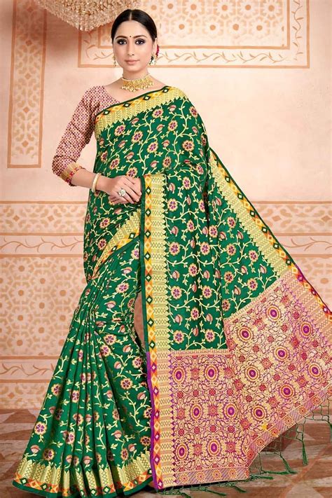 Buy Forest Green Patola Saree 59380 Online | Karagiri
