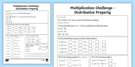Image result for Area Model Distributive Property Worksheet