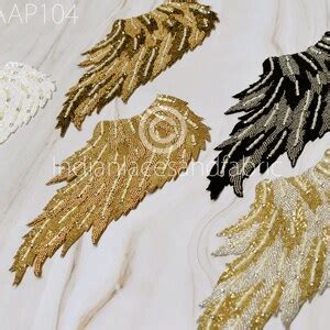 Buy 1 Pair Beaded Angle Wings Patches Sew on Denim Jackets Online in ...