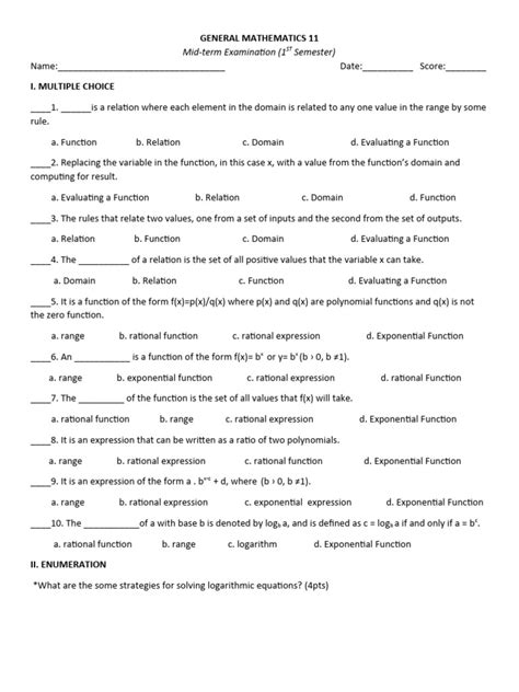 Image result for General Math External Exam Matrices