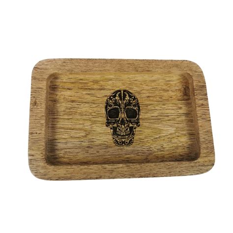 LeafGlass Wood Skull Tattoo Art Valet/Office Organizer, for Men ...