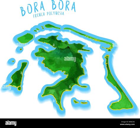 Bora Bora Map with nice background. Detailed vector illustration ...