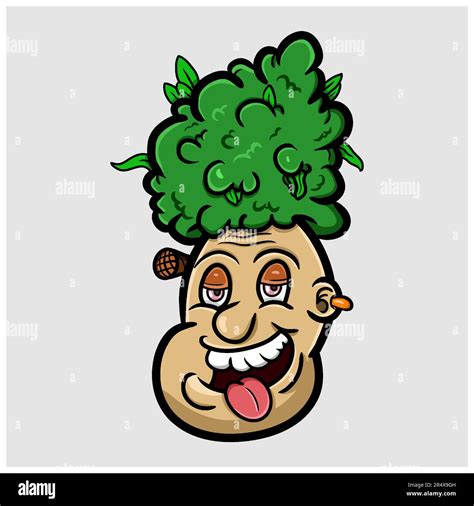 Cartoon Doodle Man With Marijuana Hat. Clip art Vector. Logo, Mascot ...