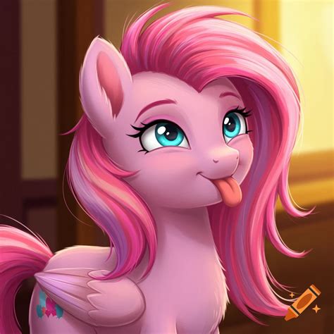 Close-up of a pink My Little Pony character sticking out its tongue. on ...