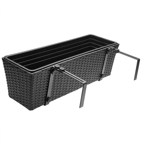 STILISTA Balkonbak Set – 2x Polyrattan, 60x16x19 Cm, Crème – Met Uitschuifbare Ophanging & Binnenpot