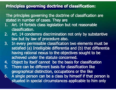 Principles of Reasonable Classification: Key Legal Doctrines - Studocu