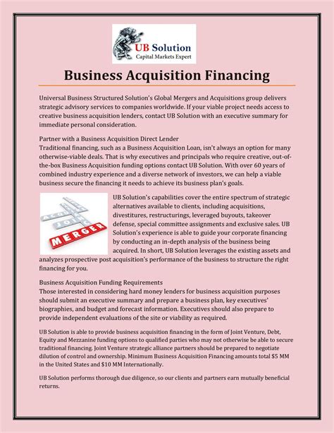 Business Acquisition Financing - ubssolution - Page 1 - 3 | Flip PDF ...