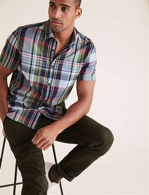 Buy Pure Cotton Checked Shirt at Marks & Spencer