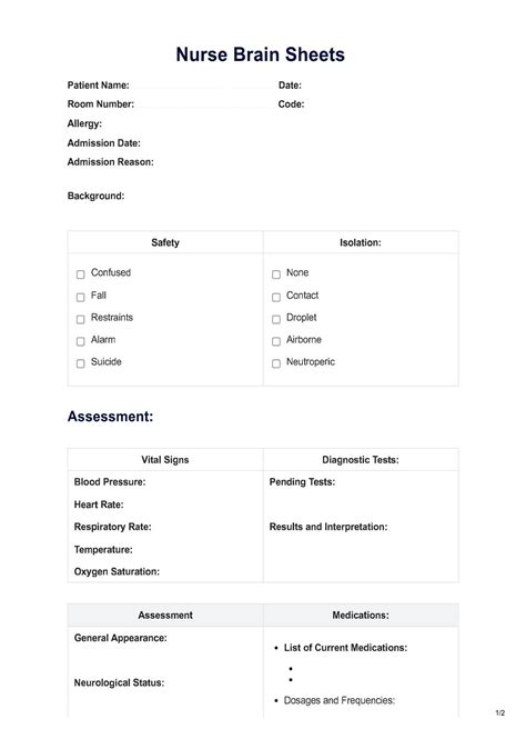 Nursing Brain Sheets & Example | Free PDF Download