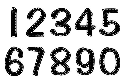 Premium Vector | Number set, hand drawn black numbers with white dotted ...