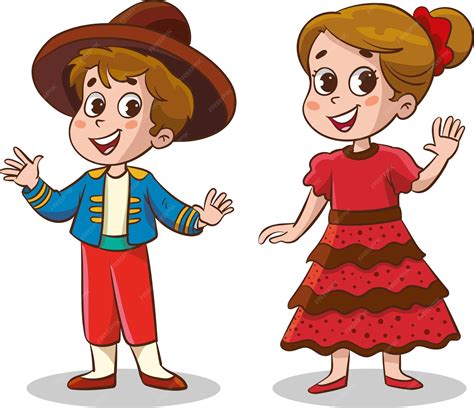 Premium Vector | Vector illustration of a boy and girl dressed in ...