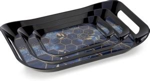 CLARIPLUS Plastic Serving Tray (Set of 3) for Kitchen Honeycomb Design ...