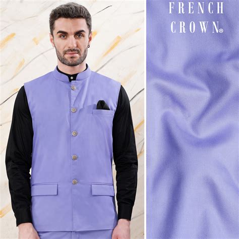 Chetwode Purple Plain-Solid Premium Cotton Wedding Nehru Jackets For Men.