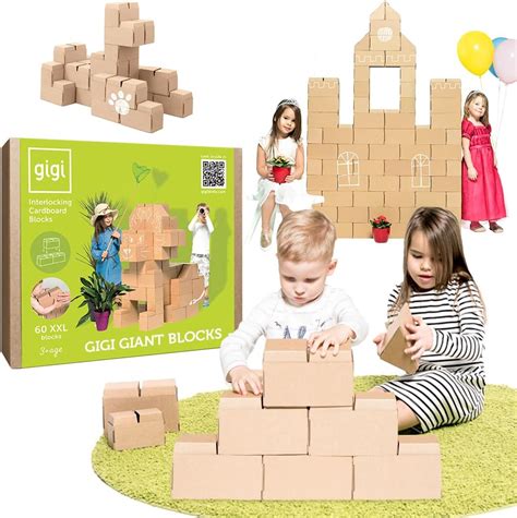Amazon.com: GIGI BLOKS Jumbo Cardboard Building Blocks for Kids - 60 ...
