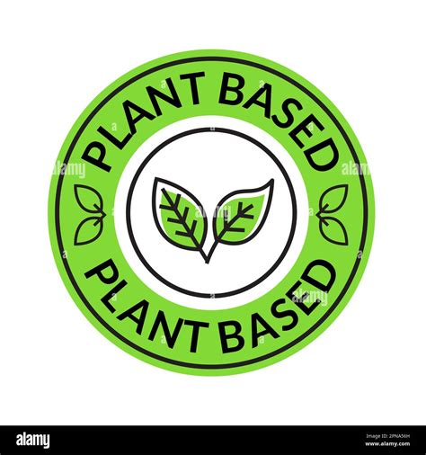 Plant based vegan badge eco icon. Suitable vegetarian symbol logo leaf plant sign Stock Vector ...