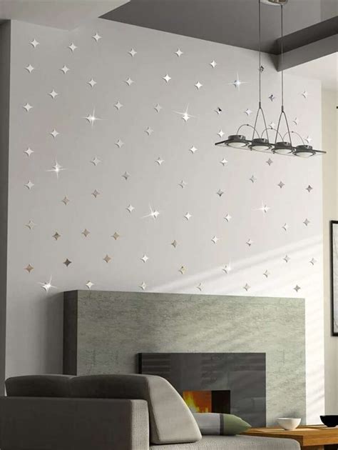 50pcs/Set, Shiny Star-Shaped Acrylic Mirror Wall Sticker, 10-Pack Oval ...
