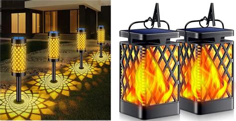 Buy TomCare Solar Lights Outdoor Flickering Flame Solar Lantern with ...