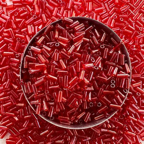 Buy now 3mm Cranberry Color Glass Bugle Beads for embroidery at ...