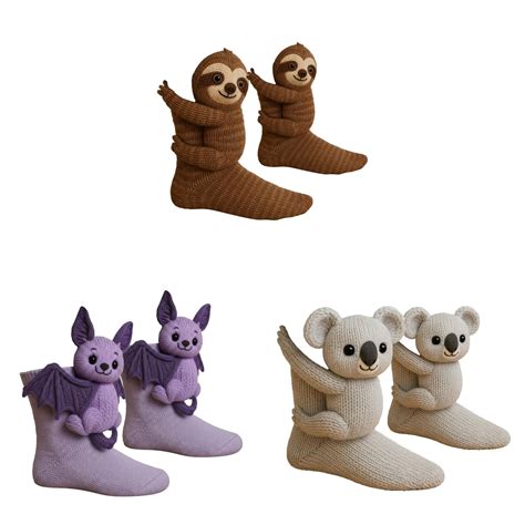 Animal Socks for Women Funny Animal Hug Sock Hand Crocheted Warm ...