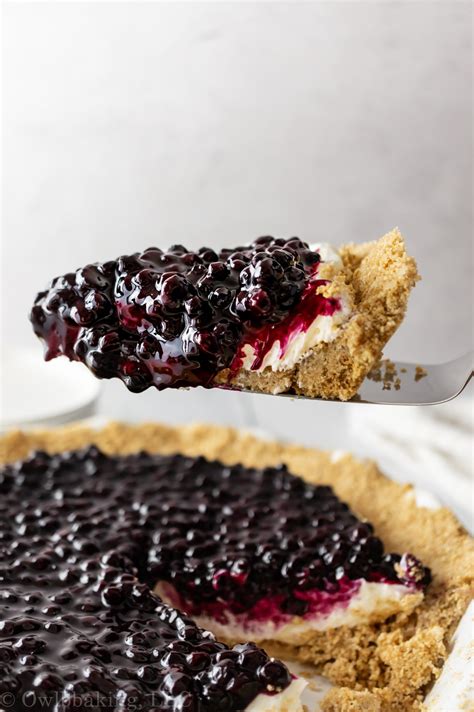 No Bake Blueberry Cream Cheese Pie - OwlbBaking.com