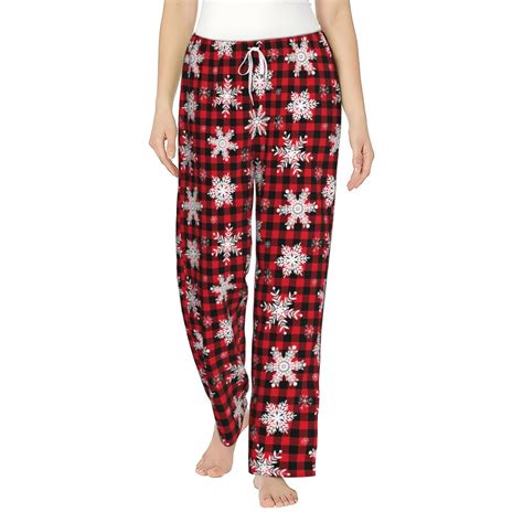 Cauagu Snowflake red plaid Pajama Pants for Women Loose Fit Wide Leg ...