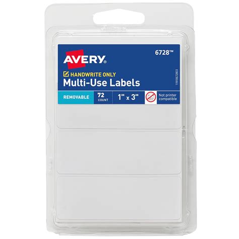 Avery Removable Labels, Rectangular, 1 x 3 Inch, White, Pack of 72 ...