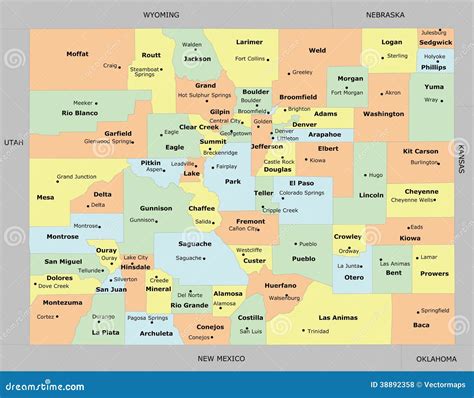 Colorado county map stock vector. Illustration of blanco - 38892358