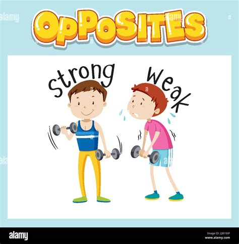 Opposite English words with strong and weak illustration Stock Vector ...