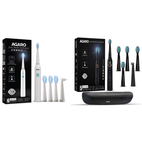 AGARO COSMIC Lite Sonic Electric Toothbrush for Adults with 3Brush ...