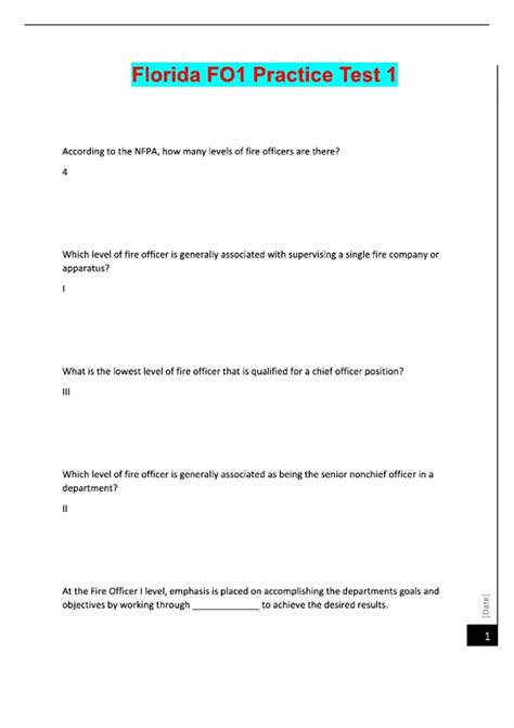 Florida FO1 Practice Test 1 2025/ 2026 COMPLETE SOLUTIONS. - Fire ...
