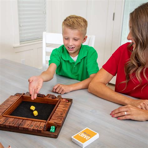 Wooden Shut The Box Game with Dare Cards and Carry Bag, 12 Inch, 2 to 4 ...