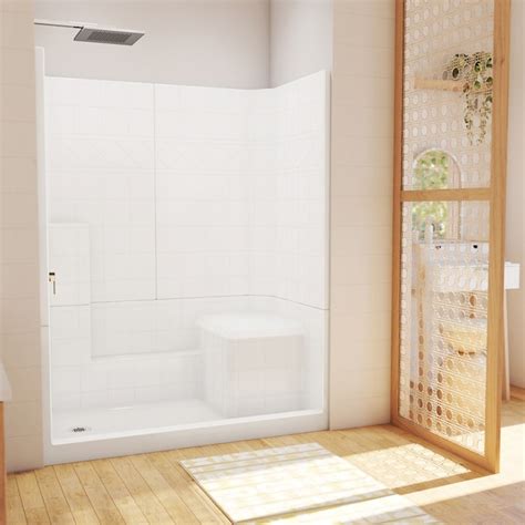 Laurel Mountain Atwood Low Threshold 3-Piece 60-in W x 32-in L x 77-in ...