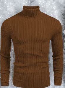 Reso Solid High Neck Casual Men Brown Sweater - Buy Reso Solid High ...