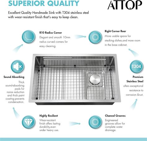ATTOP 32 Inch Undermount Kitchen Sink,Stainless Steel India | Ubuy