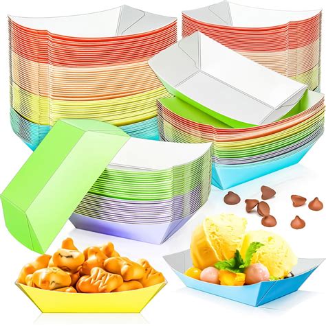 Amazon.com: MotBach 100 Pack 1/4Lb Colorful Paper Food Boat Trays ...