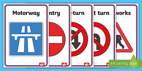 Motorway Road Signs Display Posters