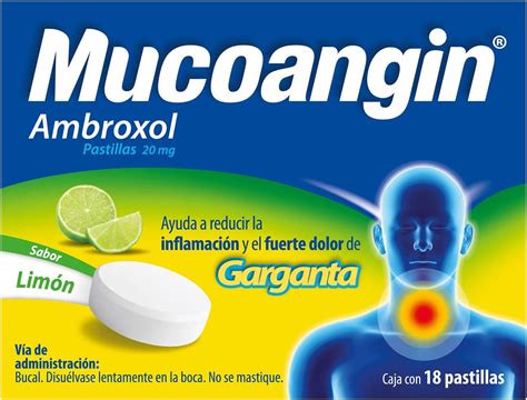Mucoangin alivia dolor de garganta. Ambroxol Limón 18 pastillas 20 mg : Amazon.com.mx: Salud y ...