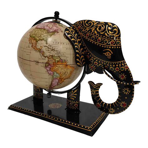 Decorative elephant with globe- black – Rangdedecor