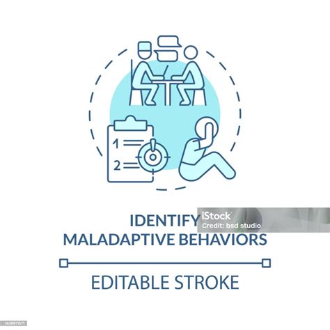 2d Identify Maladaptive Behaviors Blue Line Icon Concept Stock ...