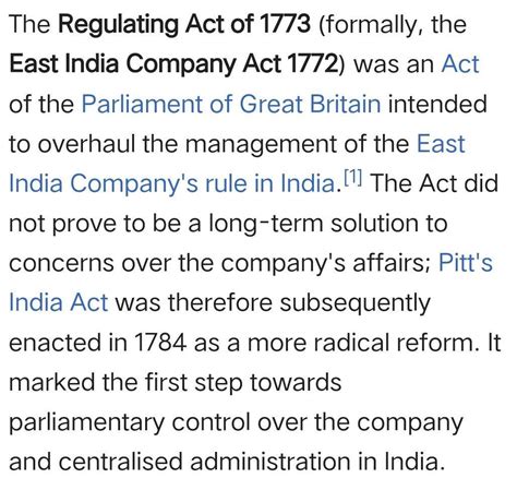 Regulating act 1773 please explain - Brainly.in
