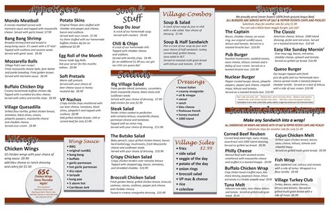 Village Pub menu in Perry, Ohio, USA