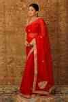 Buy Red Organza Gota Patti Work Saree With Unstitched Blouse Piece For ...