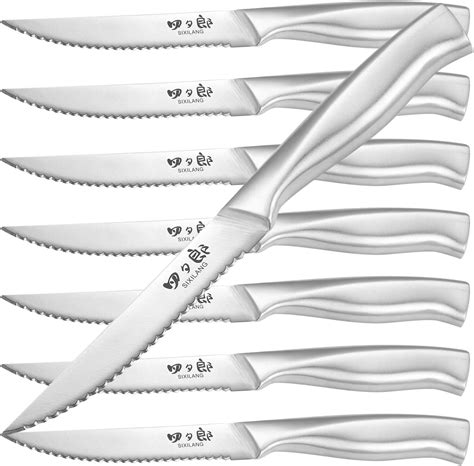 Amazon.com: SIXILANG Steak Knives Set, Serrated Steak Knives Set of 8 ...