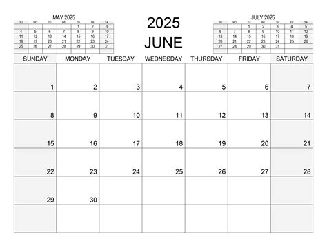 June 2025 Calendar Page For 2025 Year Isolated On White Background ...