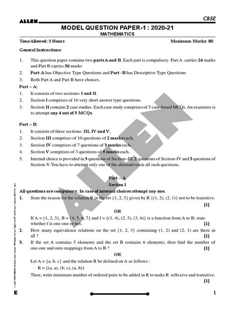 Image result for Maths Model Question Paper