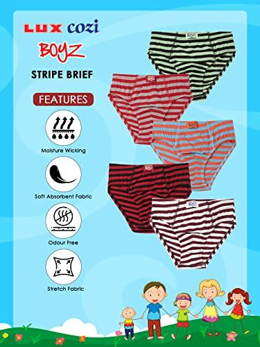Buy Lux Cozi Boy's Pack of 10 Super Combed Cotton Inner Elastic Stripe ...
