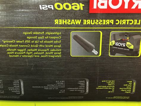Ryobi 1600psi Electric Pressure Washer Lightweight Portable Design