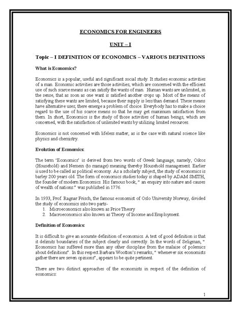 19470191 Unit I Definition of Economics - ECONOMICS FOR ENGINEERS UNIT ...