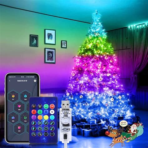 20M 200 LEDs USB Bluetooth RGB String Lights with Point Control Color ...