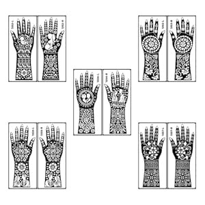 VOORKOMS Full Hand Combo Mehndi Stencil Sticker Set for Baby Shower ...